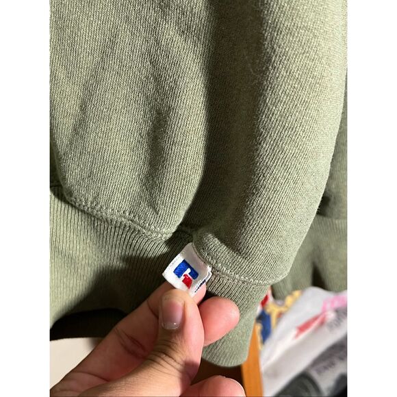 Vintage 90s Russell Athletic USA Made Khaki Blank Sweater - Picture 2 of 7